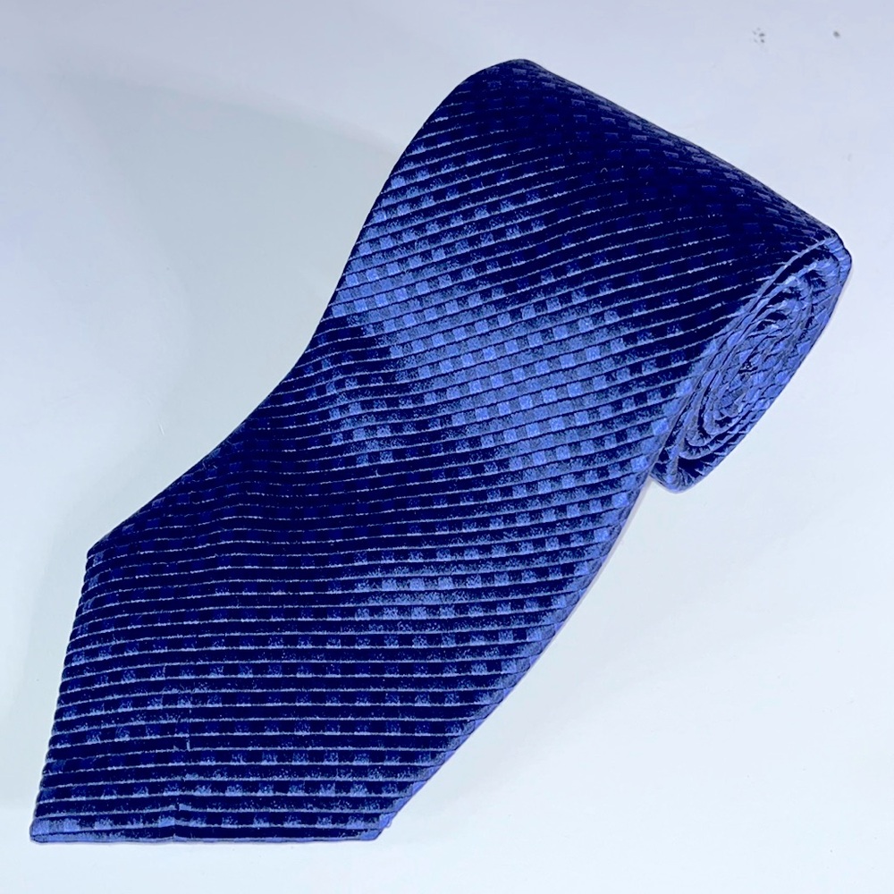 GEOFFREY BEENE Mens Silk Blue Knit Pattern Formal 58" Length